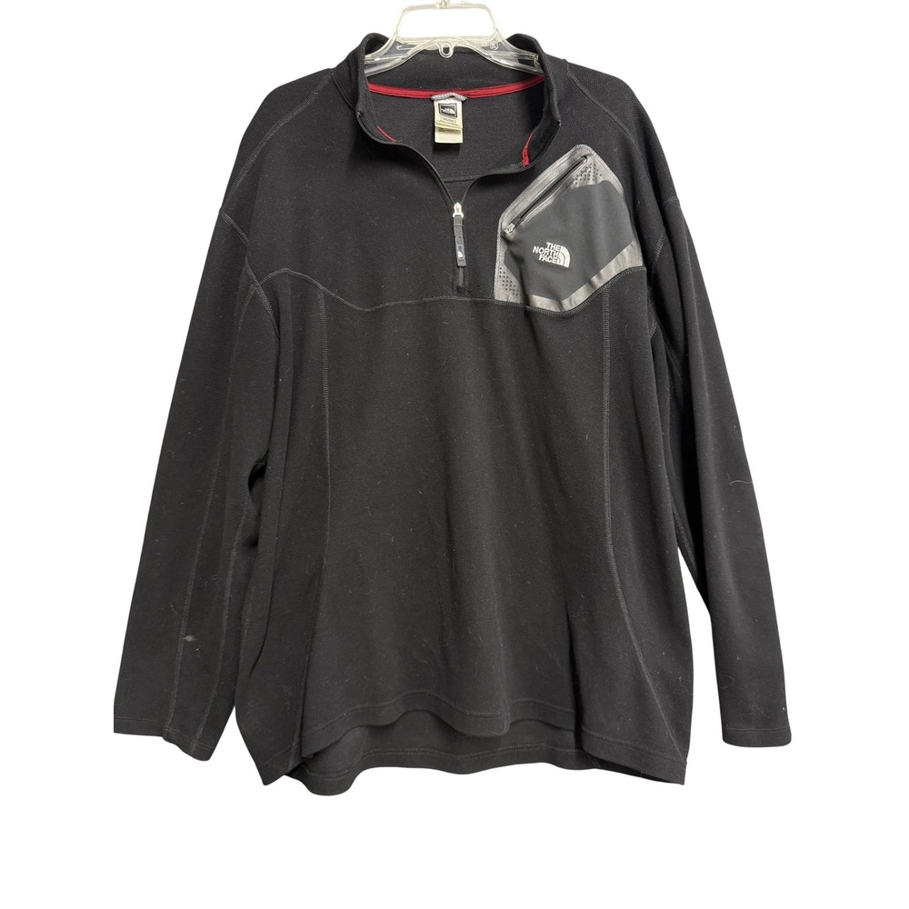 The‎ North Face Pullover Mens 2XL Black 1/4 Zip Chest Pocket Outdoor Hiking